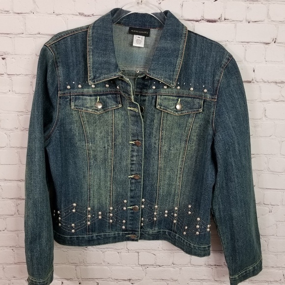 Alexis & Avery Embellished Distressed Denim Jacket - Picture 1 of 8